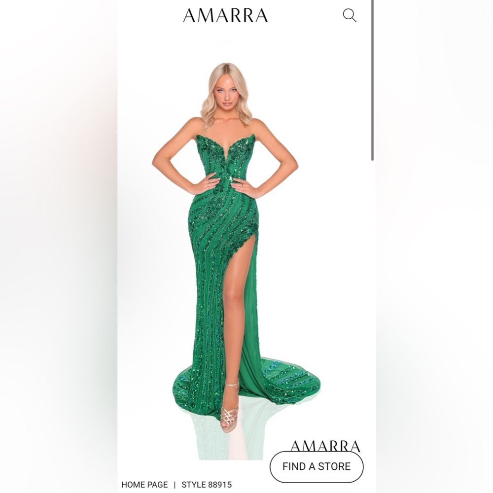 Amarra Strapless Green Sequin Gown w/ custom skirt
